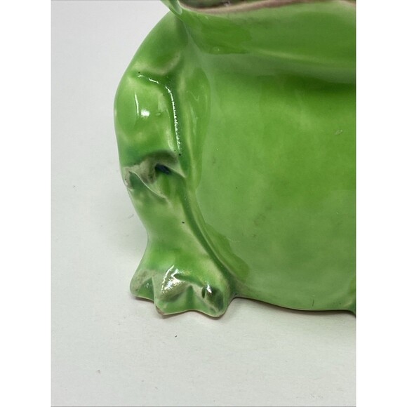Vintage Ceramic Frog 4" Toothbrush Holder MCM VTG Green Toad 3-Slot - Picture 3 of 7